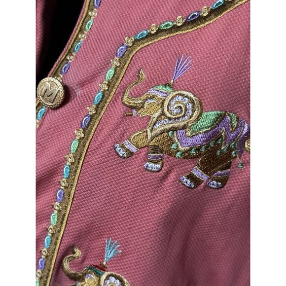 Bob Mackie 3X FLAW Wearable Art Kimono Jacket Woman Embroidery Elephant READ - Picture 12 of 14